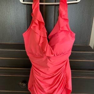 Coral Ralph Lauren Tummy Control one piece Swimsuit. Size 8
